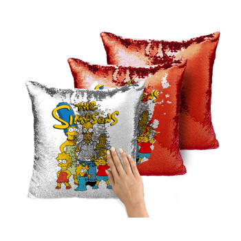 The Simpsons, Μαξιλάρι καναπέ Μαγικό Κόκκινο με πούλιες 40x40cm περιέχεται το γέμισμα