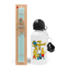 Easter Set, metallic aluminum water bottle (500ml) & scented flat candle (30cm) (TURQUOISE)