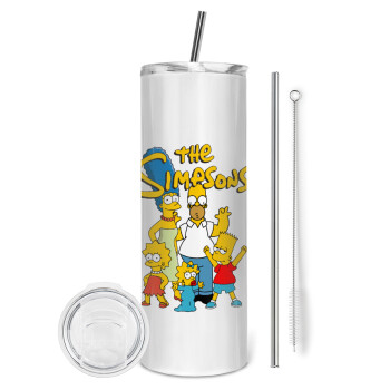 The Simpsons, Eco friendly ποτήρι θερμό (tumbler) από ανοξείδωτο ατσάλι 600ml, με μεταλλικό καλαμάκι & βούρτσα καθαρισμού