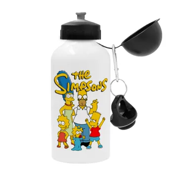 The Simpsons, Metal water bottle, White, aluminum 500ml