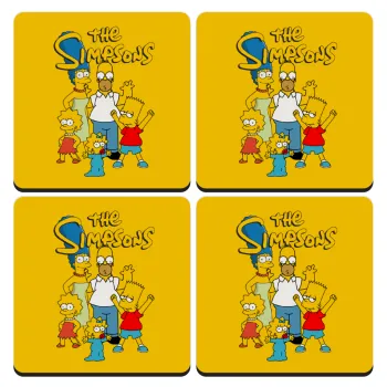 The Simpsons, ΣΕΤ 4 Σουβέρ ξύλινα τετράγωνα (9cm)