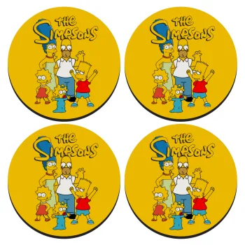 The Simpsons, ΣΕΤ 4 Σουβέρ ξύλινα στρογγυλά (9cm)