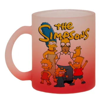 The Simpsons, Κούπα γυάλινη δίχρωμη με βάση το κόκκινο ματ, 330ml