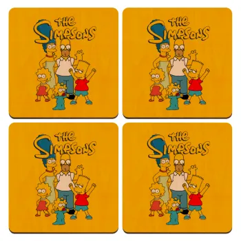 The Simpsons, ΣΕΤ x4 Σουβέρ ξύλινα τετράγωνα plywood (9cm)