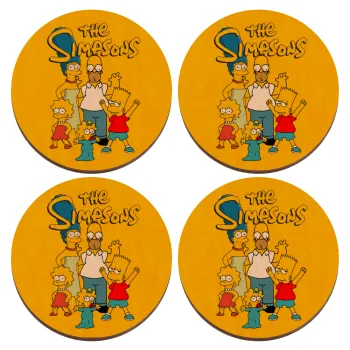 The Simpsons, ΣΕΤ x4 Σουβέρ ξύλινα στρογγυλά plywood (9cm)