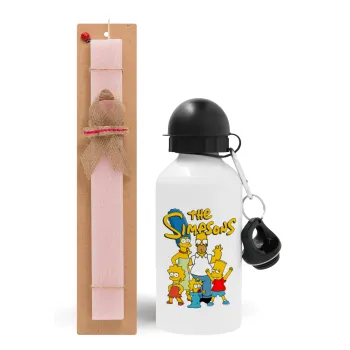 The Simpsons, Easter Set, metallic aluminum bottle (500ml) & aromatic flat Easter candle (30cm) (PINK)