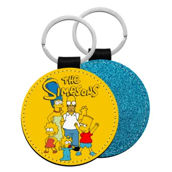 The Simpsons, Μπρελόκ Δερματίνη, στρογγυλό ΜΠΛΕ (5cm)