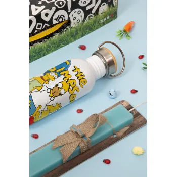 The Simpsons, Πασχαλινή Λαμπάδα με παγούρι μεταλλικό (620ml, stainless steel) & κερί αρωματικό πλακέ (30cm) (ΤΙΡΚΟΥΑΖ)