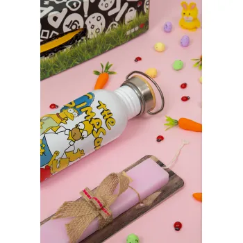 The Simpsons, Πασχαλινή Λαμπάδα με παγούρι μεταλλικό (620ml, stainless steel) & κερί αρωματικό πλακέ (30cm) (ΡΟΖ)