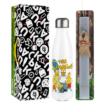 The Simpsons, Easter candle, metallic white thermos bottle (500ml) & aromatic flat candle (30cm) (GRAY)