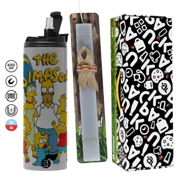 The Simpsons, Πασχαλινή Λαμπάδα με Travel Tumbler θερμό (600ml, BPA free) & κερί αρωματικό πλακέ (30cm) (ΓΚΡΙ)