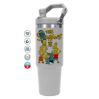 The Simpsons, GREY color, 890ml (30oz) stainless Steel Tumbler with Handle