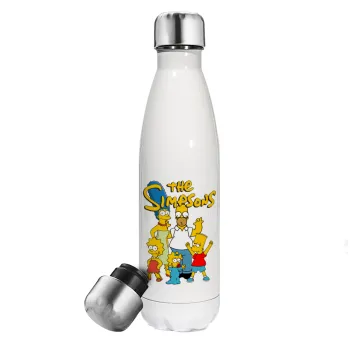 The Simpsons, Μεταλλικό παγούρι θερμός Λευκό (Stainless steel), διπλού τοιχώματος, 500ml