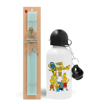 The Simpsons, Easter Set, metallic aluminum water bottle (500ml) & scented flat candle (30cm) (TURQUOISE)