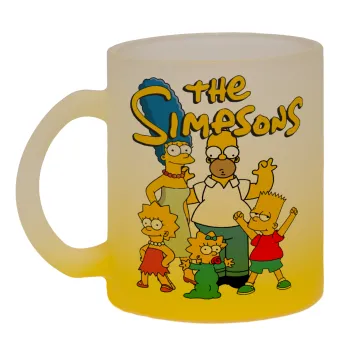 The Simpsons, Κούπα γυάλινη δίχρωμη με βάση το κίτρινο ματ, 330ml