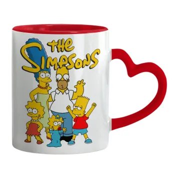 The Simpsons, Κούπα καρδιά χερούλι κόκκινη, κεραμική, 330ml