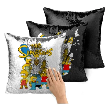 The Simpsons, Μαξιλάρι καναπέ Μαγικό Μαύρο με πούλιες 40x40cm περιέχεται το γέμισμα