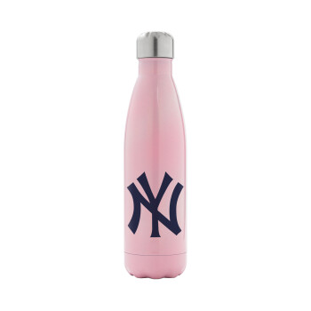 New York , Metal mug thermos Pink Iridiscent (Stainless steel), double wall, 500ml