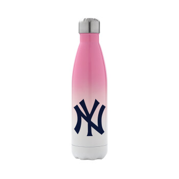New York , Metal mug thermos Pink/White (Stainless steel), double wall, 500ml