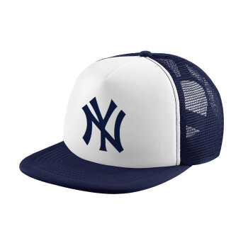 New York , Καπέλο Ενηλίκων Soft Trucker με Δίχτυ Dark Blue/White (POLYESTER, ΕΝΗΛΙΚΩΝ, UNISEX, ONE SIZE)