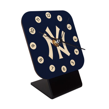 New York , Quartz Table clock in natural wood (10cm)