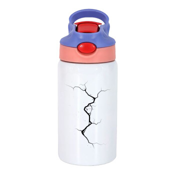 Cracked, Παιδικό παγούρι θερμό, ανοξείδωτο, με καλαμάκι ασφαλείας, ροζ/μωβ (350ml)