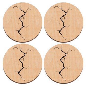 Cracked, ΣΕΤ x4 Σουβέρ ξύλινα στρογγυλά plywood (9cm)