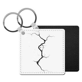 Cracked, Μπρελόκ Δερματίνη, τετράγωνο ΜΑΥΡΟ (5x5cm)
