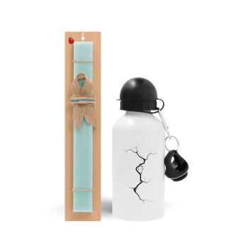 Cracked, Πασχαλινή Λαμπάδα με παγούρι μεταλλικό αλουμινίου (500ml) & λαμπάδα αρωματική πλακέ (30cm) (ΤΙΡΚΟΥΑΖ)