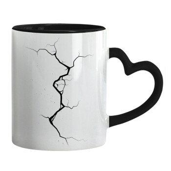 Cracked, Mug heart black handle, ceramic, 330ml