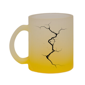 Cracked, Κούπα γυάλινη δίχρωμη με βάση το κίτρινο ματ, 330ml