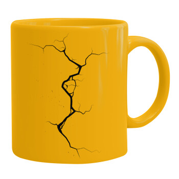 Cracked, Ceramic coffee mug yellow, 330ml (1pcs)