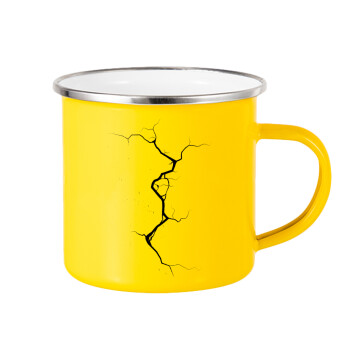 Cracked, Yellow Enamel Metallic Cup 360ml