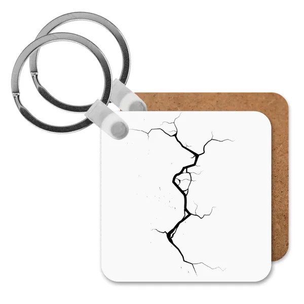 Cracked — Square wooden MDF keychain