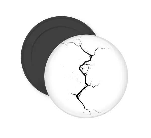 Cracked — Round fridge magnet, 5cm