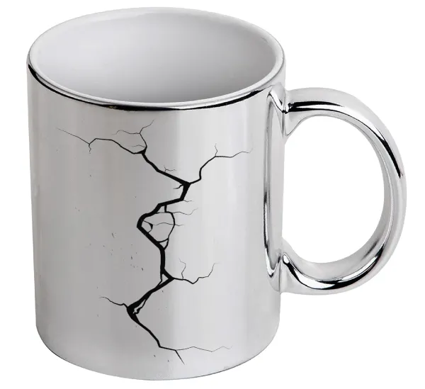 Cracked — Mug ceramic, silver mirror, 330ml