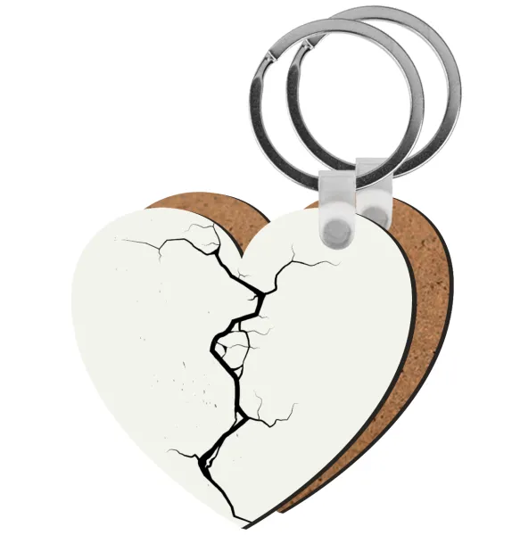 Cracked — Heart wooden MDF keychain