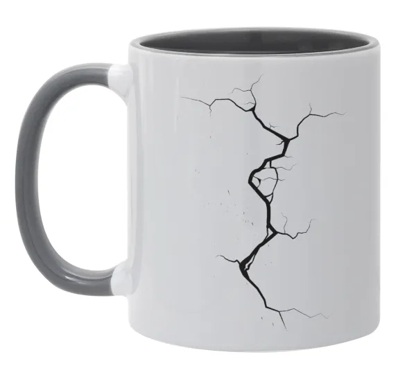 Cracked — Κούπα χρωματιστή γκρι, κεραμική, 330ml