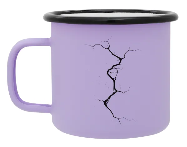 Cracked — Metal enamel mug, matte light pastel purple, 360ml