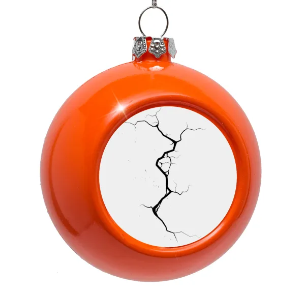 Cracked — Orange Christmas tree ornament bauble 8cm