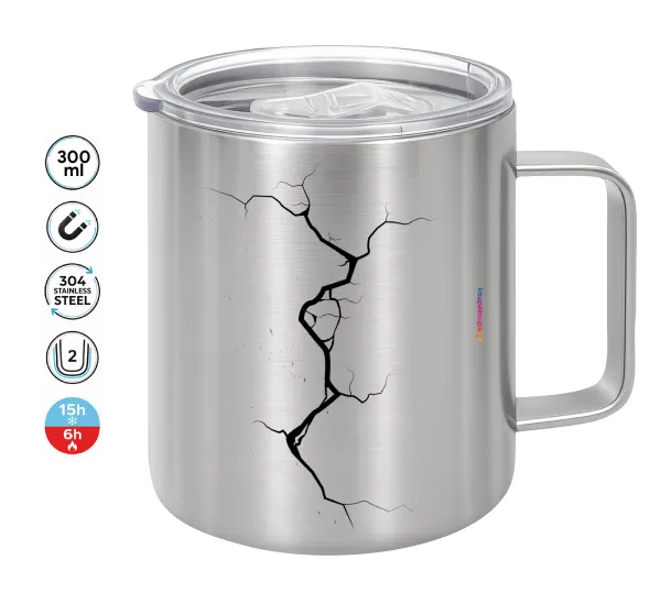 Cracked — Double-walled stainless steel mug 300ml with temperature-retaining lid