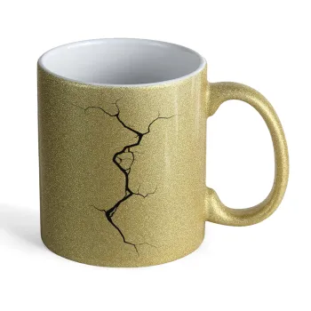 Cracked, Κούπα Χρυσή Glitter που γυαλίζει, κεραμική, 330ml