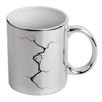 Cracked, Mug ceramic, silver mirror, 330ml