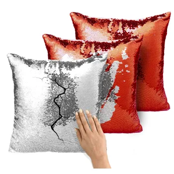 Cracked, Μαξιλάρι καναπέ Μαγικό Κόκκινο με πούλιες 40x40cm περιέχεται το γέμισμα