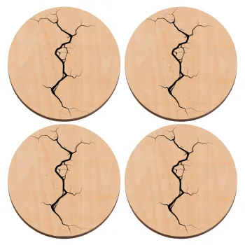 Cracked, ΣΕΤ x4 Σουβέρ ξύλινα στρογγυλά plywood (9cm)