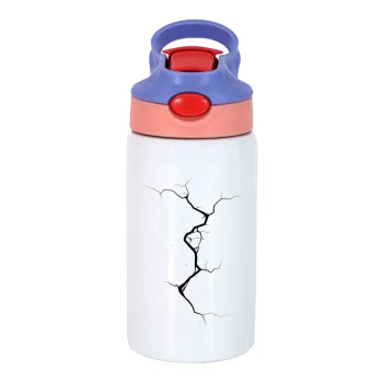 Cracked, Παιδικό παγούρι θερμό, ανοξείδωτο, με καλαμάκι ασφαλείας, ροζ/μωβ (350ml)