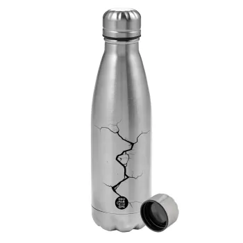 Cracked, Metallic water bottle, stainless steel, 750ml