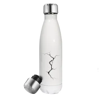 Cracked, Metal mug thermos White (Stainless steel), double wall, 500ml