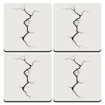 Cracked, ΣΕΤ 4 Σουβέρ ξύλινα τετράγωνα (9cm)