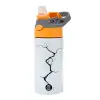 Children's hot water bottle, stainless steel, with safety straw, Orange/Grey (360ml) BPA-FREE